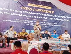 KPPBC Musnahkan Jutaan Rokok Ilegal di Kantor Dinas Satpol PP Kabupaten Probolinggo