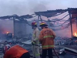 Petugas Damkar – Pedagang Pasar Leces Bersatu Padamkan Ratusan Lapak yang Terbakar